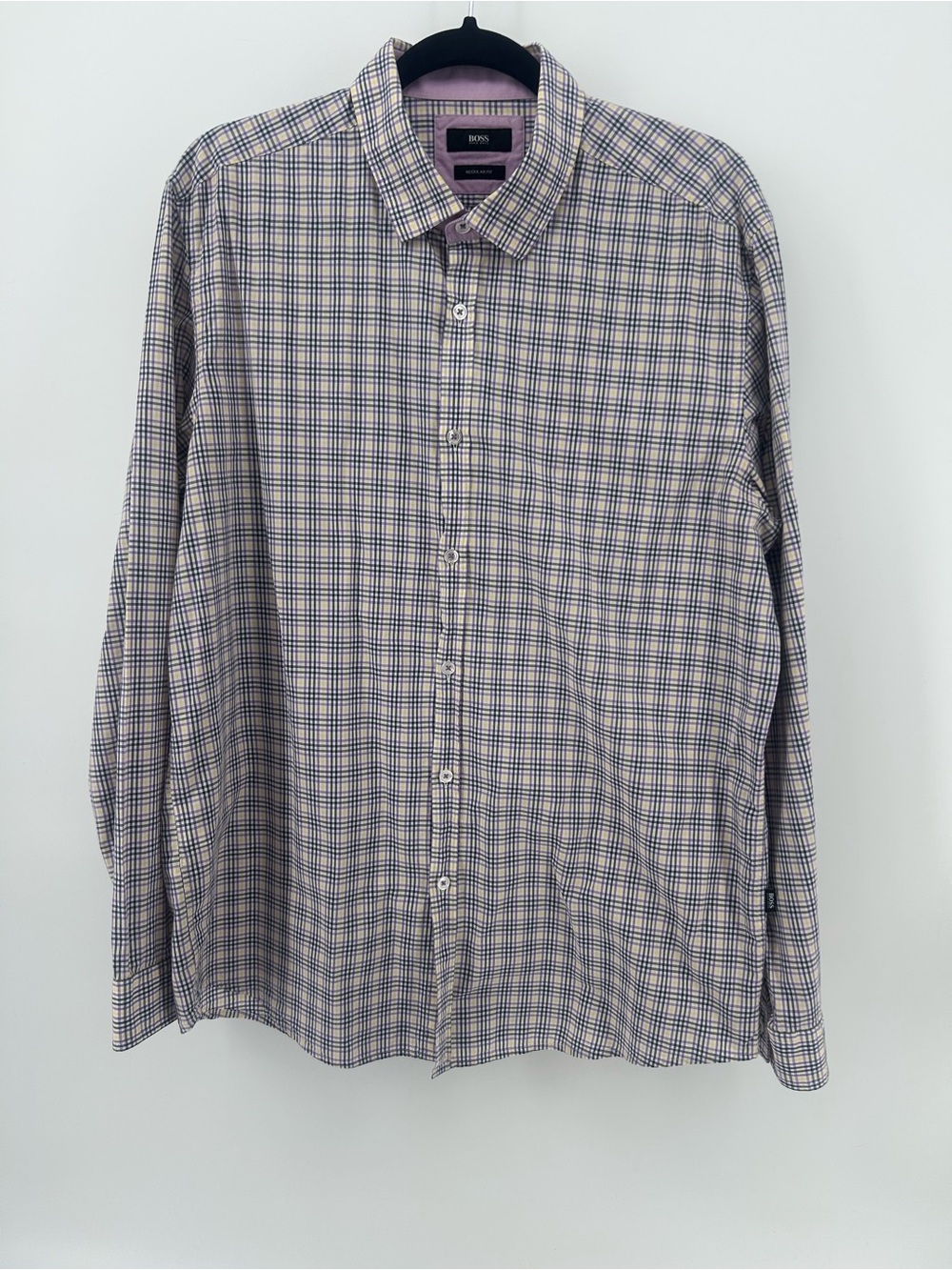 Hugo Boss Shirt Men X Large Purple Regular Fit Modern Essentials Button Up